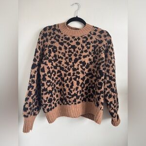 Old Navy Black and Brown Leopard Print Sweater